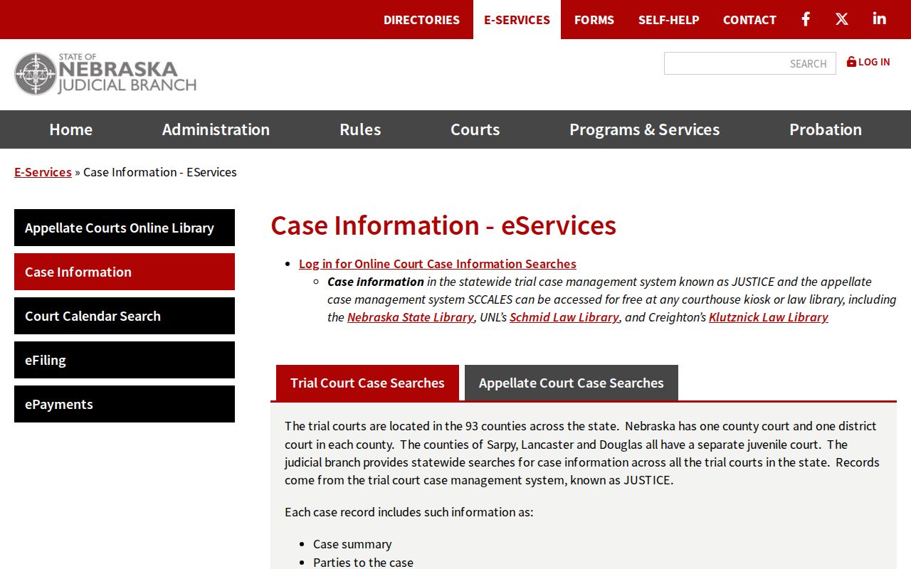 Stanton County case lookup information e-services for public court records