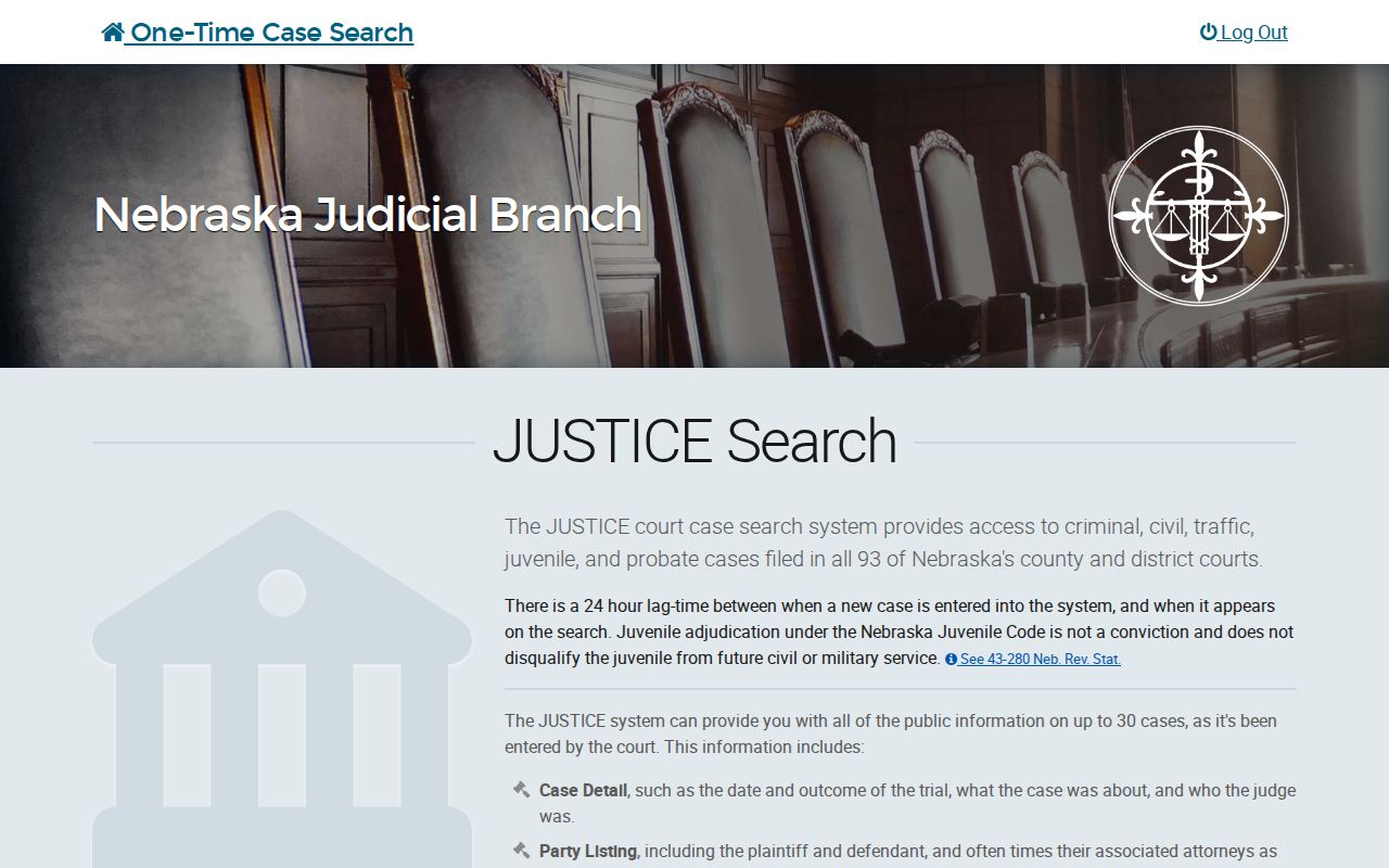 Stanton County case lookup in Nebraska JUSTICE one-time court case search