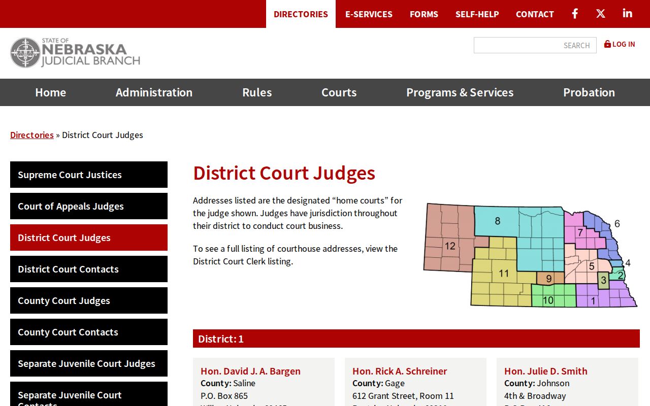 Stanton County court docket District Court judge directory