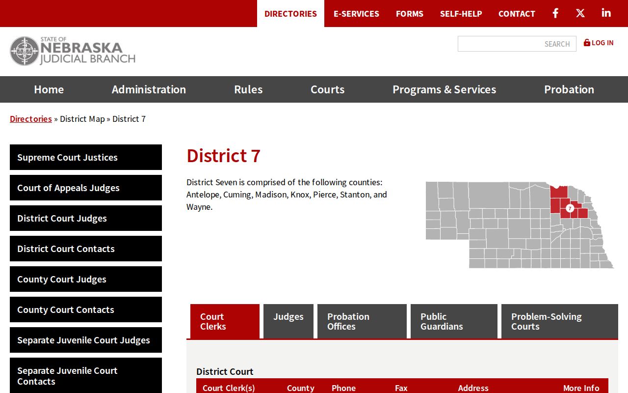 Stanton County court docket District Seven court map
