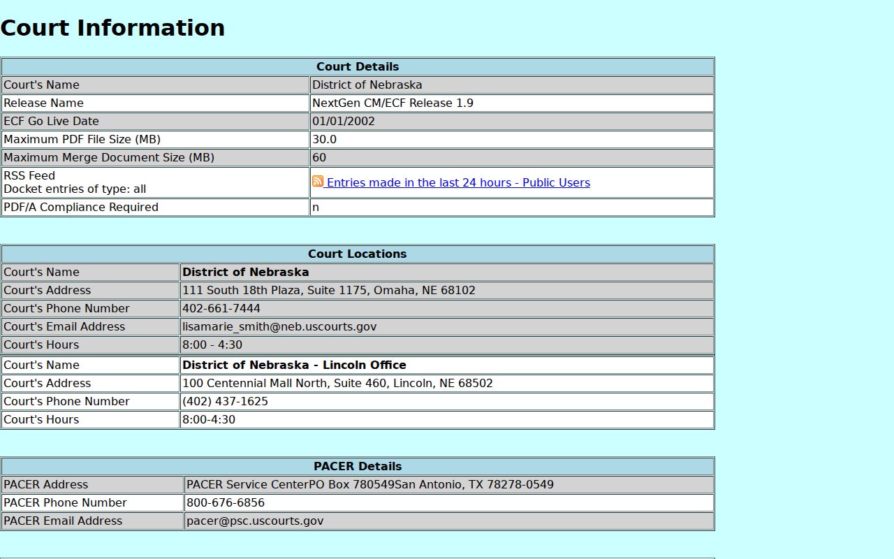 Stanton County court docket federal CM ECF boundary