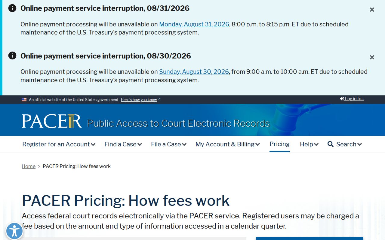 Stanton County court docket PACER pricing boundary