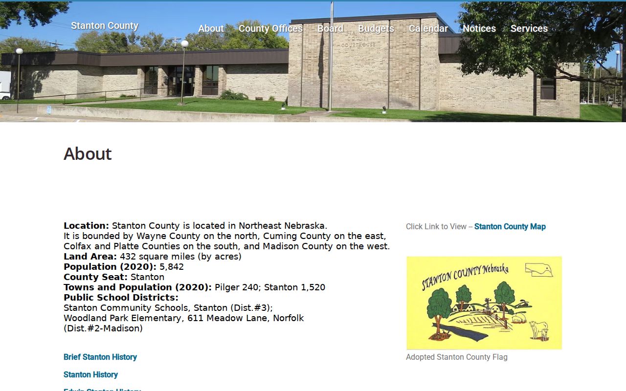 Stanton County court docket county boundary and courthouse context