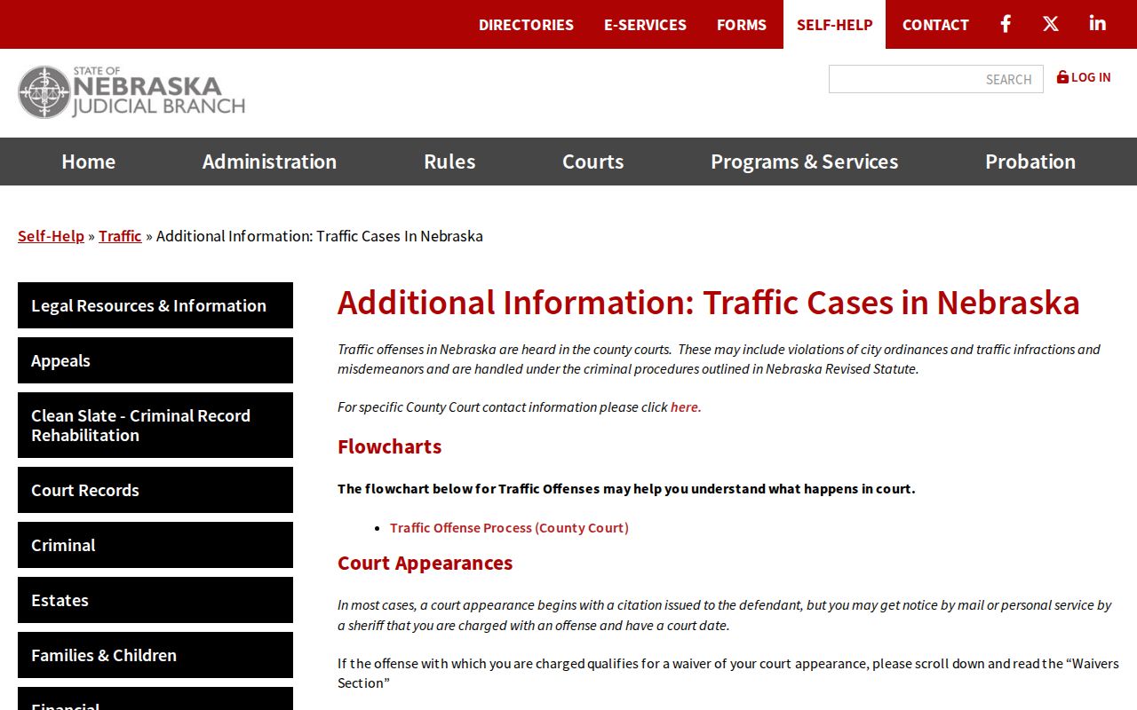 Stanton County traffic court record waiver and appearance guidance